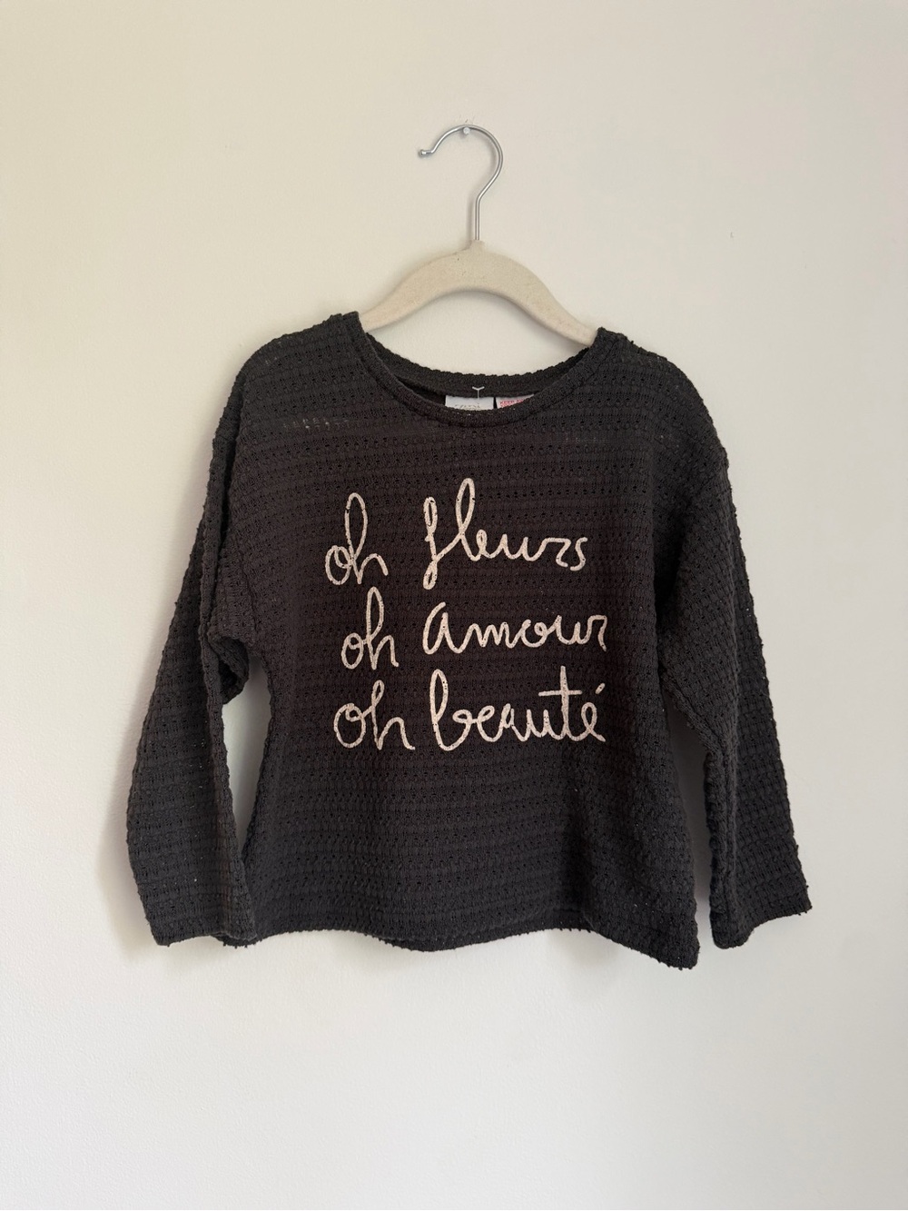 Zara Open-Knit ‘Oh Fleurs’ Sweater (Size 3-4)
